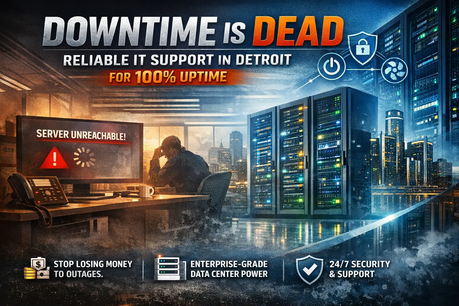 Downtime is Dead Reliable IT Support in Detroit for 100% Uptime