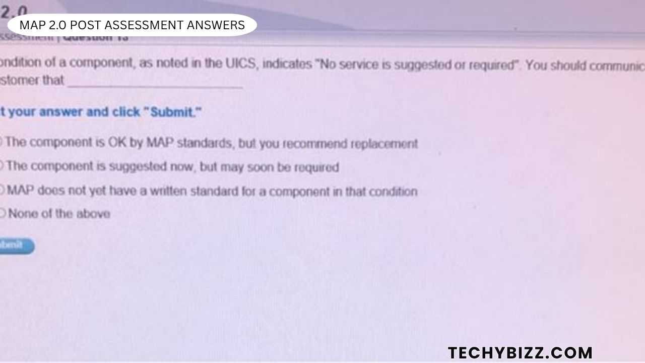 MAP 2.0 Post Assessment Answers